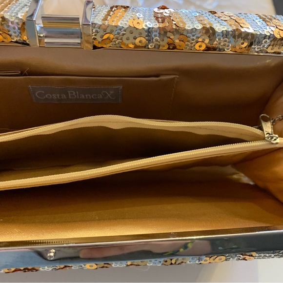 Costa Blanca X Gold and Silver Sequinned Clutch - Picture 11 of 12